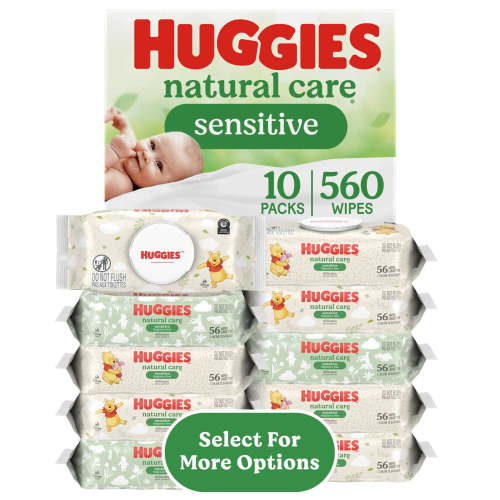 Huggies Natural Care Sensitive Baby Wipes, 10 Flip-Top Packs, 560 ct