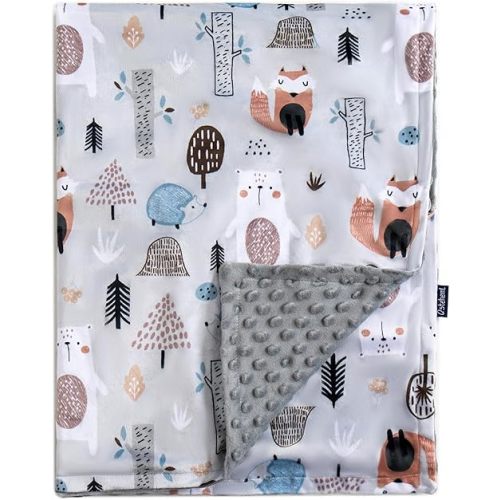 QSTEHEML Baby Blanket Neutral,Super Soft Minky Blanket Unisex, Baby Gifts for Girls Boys,Double Layer with Dotted Backing, Newborn Blankets for Crib Stroller(Fox, 30 * 40inch)