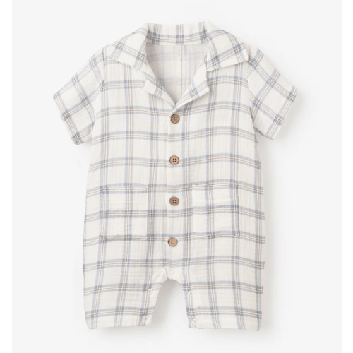 Plaid Organic Muslin Shortall – Elegant Baby