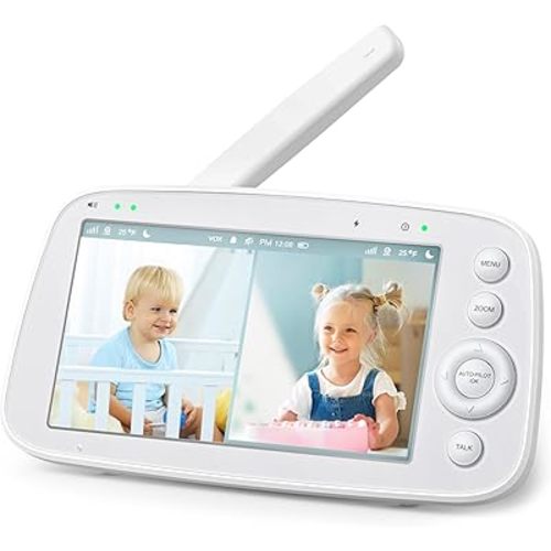 HiPP Video Baby Monitor Screen, 5” Parent Unit for VAVA, Single Split-Screen, Infrared Night Vision, 2X 4X Zoom, 900ft Long Range, 4500mAh Battery, 2-Way Audio Talk
