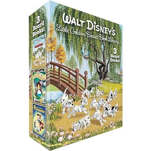 Walt Disney's Little Golden Board Book Library (Disney Classic): Pinocchio; Alice in Wonderland; 101 Dalmatians (Little Golden Book)