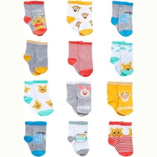 Disney Baby Boys’ Socks - 12 Pack Winnie the Pooh Socks,