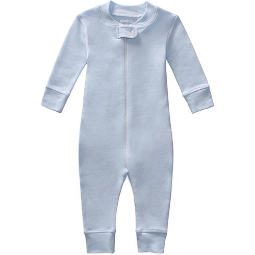 Owlivia Organic Cotton Baby Boy Girl Zip up Sleep N Play, Footless, Long Sleeve(Newborn, Blue)