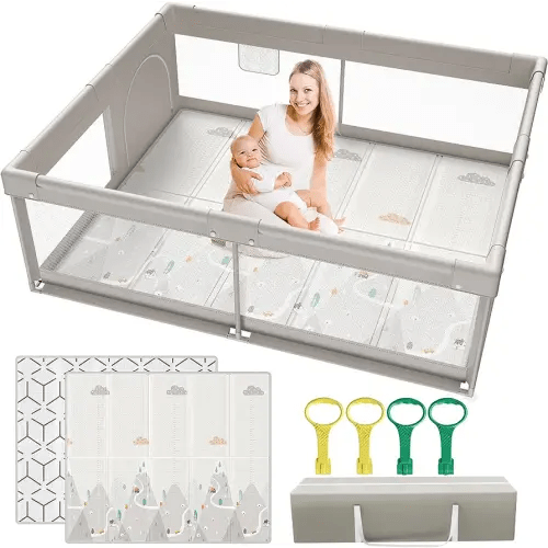 Baby Playpen with Mat, 71 * 59inch Playpen for Babies and Toddlers, Extra Large Playpen, Play pens for Babies and Toddlers (playpen with mat)