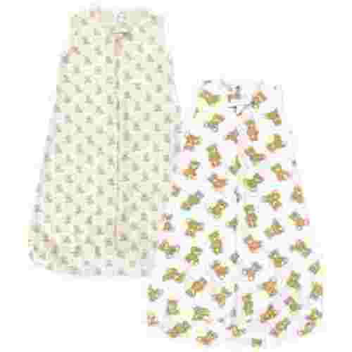 Hudson Baby Cotton Long-Sleeve Wearable Sleeping Bag, Sack, Blanket, Teddy Bear Sleeveless, 0-3 Months