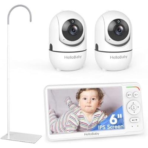 HelloBaby Baby Monitor with Floor Stand, World First 6'' IPS Screen Baby Camera Monitor, No WiFi and 30-Hour Battery Life, 178° Wide Viewing Angle, HelloBaby Monitor HB6560 with Camera and Audio