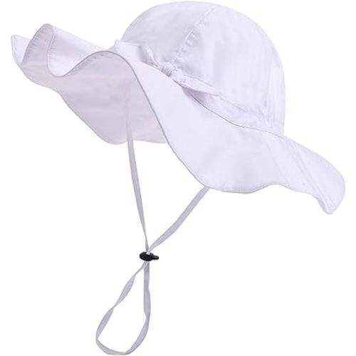 Baby Girl Sun Hat with UPF 50+ Outdoor Adjustable Beach Hat with Wide Brim Bucket Hats