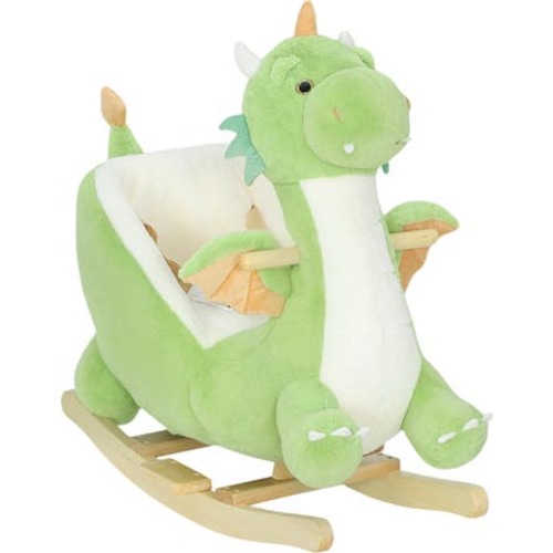 Baby Rocking Horse Ride Dragon Kids Ride On Toy with Realistic Sound and Safety Belt Plush Animal Rocker for Kids