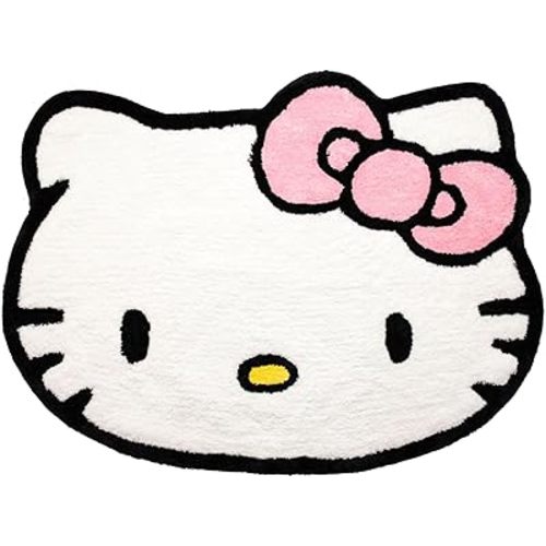 Jay Franco Hello Kitty Plush White Fluffy Accent Rug - 4 x 3 ft Area Rug for Bedroom or Living Room Decor