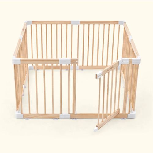 HARPPA Wooden Baby Gate Playpen | Non-Toxic Foldable DIY Adjustable Play Yard for Infants & Toddlers – Natural Finish Baby Fence for Small & Large Spaces