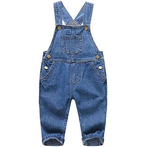 KIDSCOOL SPACE Baby Boy Girl Jean Overalls,Toddler Ripped Denim Cute Workwear