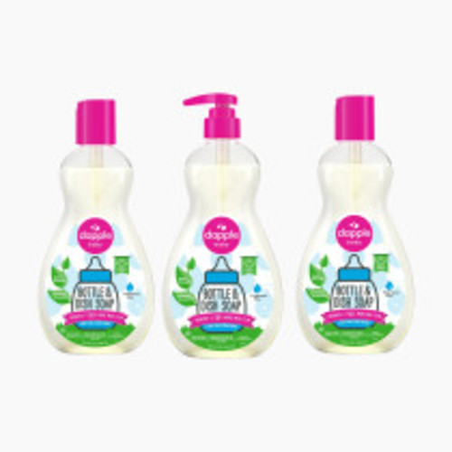 Dapple Bottle & Dish Soap (3 Pack) - Pink, Fragrance-Free, 16.9 Oz