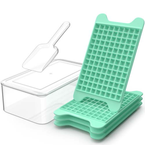 Mini Ice Cube Tray with Lid and Bin: TINANA 1174 PCS Small Ice Trays for Freezer - Easy Release Nugget Ice Tray with Lid - Green