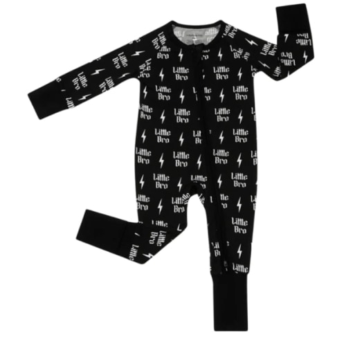 Lucky Panda Kids - Bamboo Baby Boys Lil Bro Zip Romper