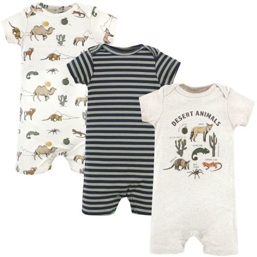 Hudson Baby Infant Boy Cotton Rompers, Desert Animals, 0-3 Months
