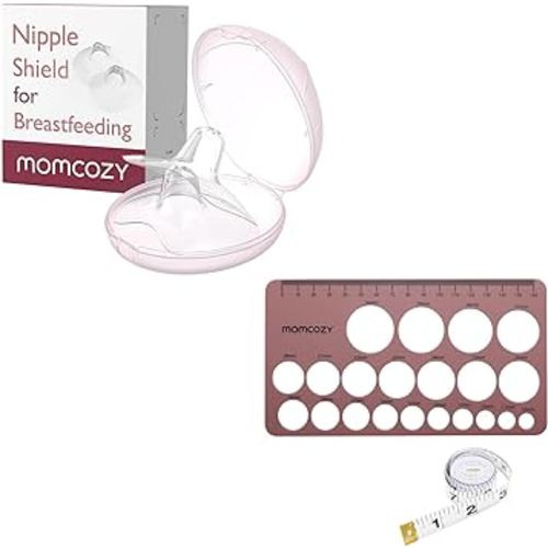 Momcozy Contact Nipple Shields,100% Food-Grade & Nipple Ruler for Fange Sizing, Silicone and Soft, Flange Sizing Measurement Tool