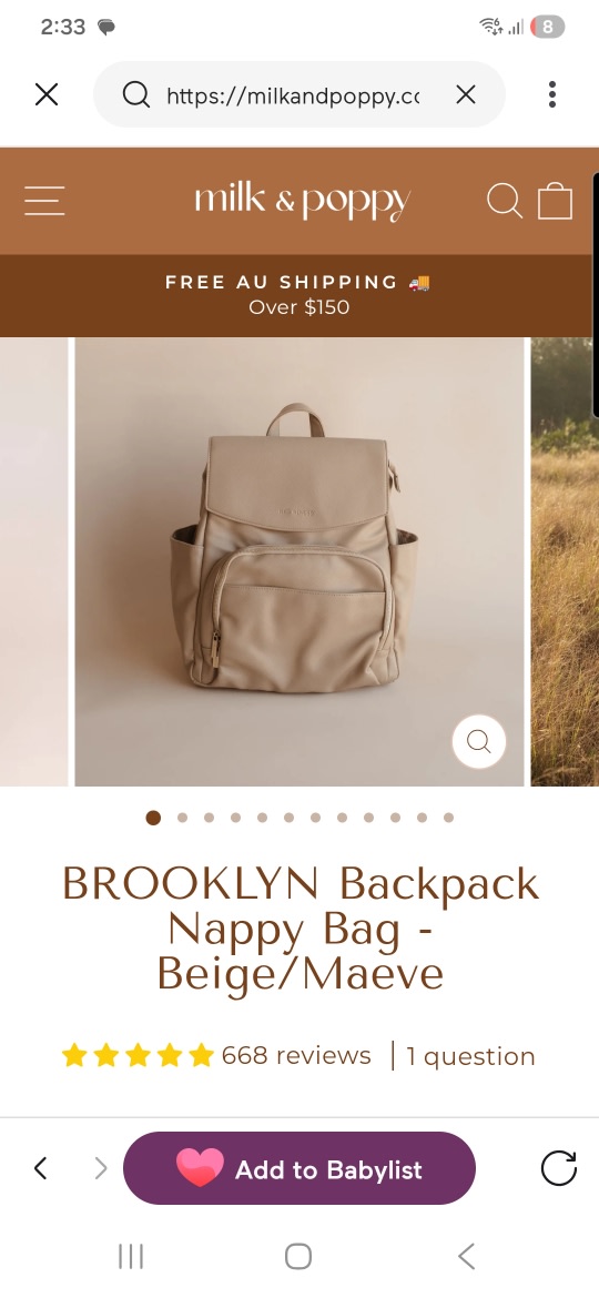 BROOKLYN Backpack Nappy Bag - Beige/Maeve – Milk & Poppy