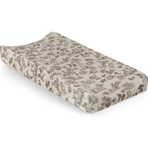 Oilo Print Organic Cotton Changing Pad Cover, Eggshell/ Woodland Critters
