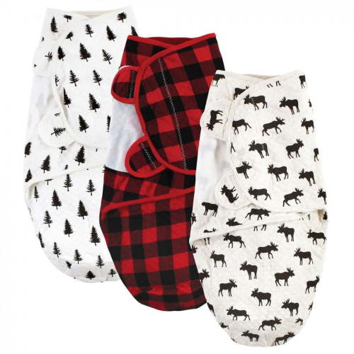 Hudson Baby Infant Boy Quilted Cotton Swaddle Wrap 3pk, Moose, 0-3 Months