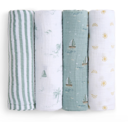 aden + anais Organic Cotton Muslin Swaddles in Sailing Seas 4 Pack