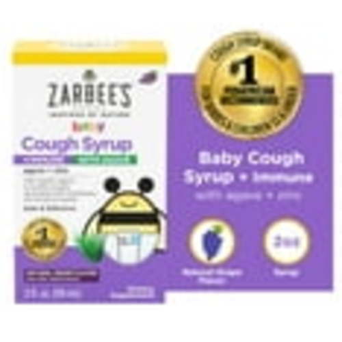Zarbees Organic Baby Cough Syrup + Immune with Agave & Zinc, Cold Remedy for Infants, Grape Flavor