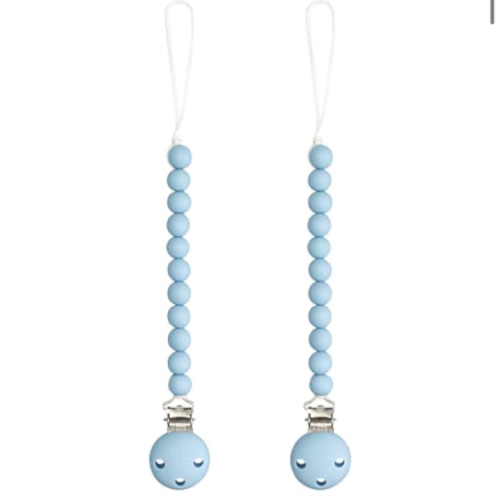 Comfy Cubs Pacifier Clips 2 Pack - 100% Food Grade Silicone Baby Pacifier Clips, BPA & PVC Free - CPSIA Certified, Lightweight and Flexible Baby Gifts - Sky Blue