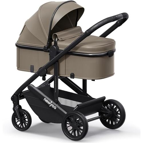 newyoo Infant Stroller, Nestro 516M, Convertible Baby Strollers with Reversible Seat & Cup Holder, Coches para Bebes, 2-in-1 Rear-Facing Pram, Warm Taupe