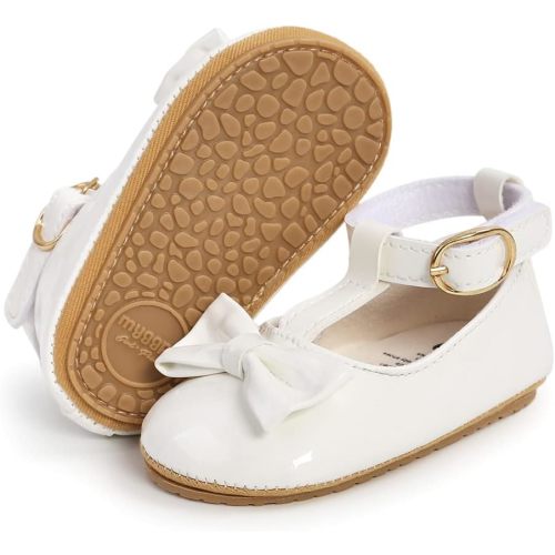 Baby Girls Mary Jane Flats Princess Wedding Dress Shoes Soft Non Slip Sole Infant Toddler First Walking Shoes Crib First Walkers Prewalkers - 6-12 Months Infant - A04 White