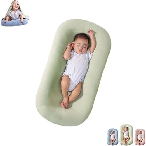 Baby Lounger Pillow Nest Sleeping for Baby in Bed, Baby Lounger for Newborn 0-12 Months, Infant Lounger for Boys & Girls (Green 0-12month)