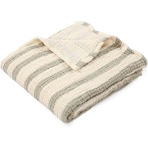 Cacala Muslin Swaddle Blanket for Unisex, 4 Layer Design, Newborn Receiving Blanket, Large 43” x 43”, Soft and Breathable