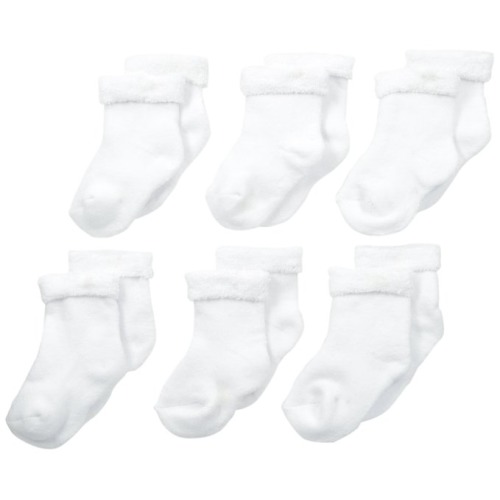 Gerber Baby 6 Pack Socks - 0-3 Months - White