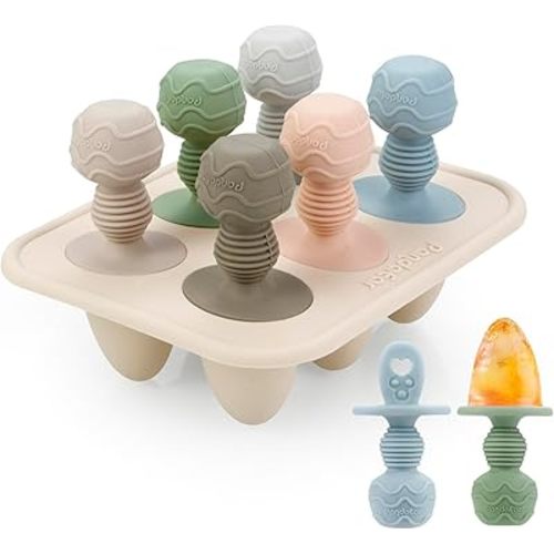 PandaEar Silicone Popsicle Molds, Mini Breastmilk Popsicle Molds with Sticks & 6-Cavity for Baby Teething Relief, Frozen Breast Milk Teether Popsicle Maker Ice Pop Molds for Infant