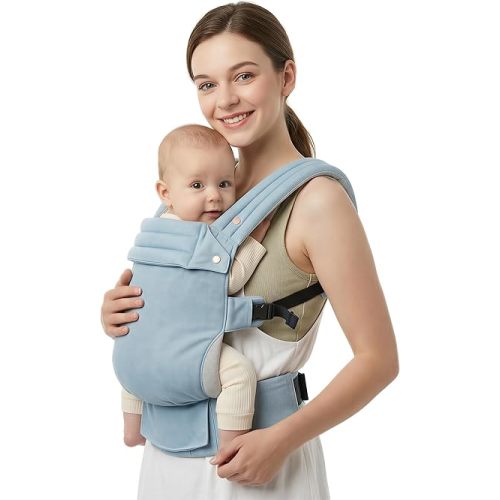 Baby Carrier Newborn to Toddler- Ergonomic,Cozy and Lightweight Infant Carrier for 7-40lbs,3 Carry Positions Newborn Carrier,Denim Blue