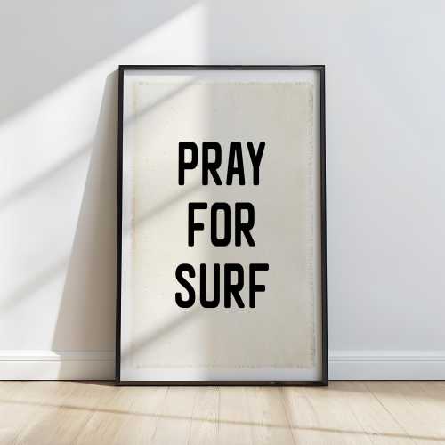 Pray for Surf Canvas Banner, 3 different font colors,Coastal Beach Room Decor, Beach Wall Art
