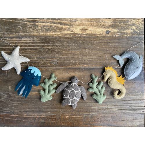 Under The Sea Garland, 100% Wool Felt, Baby Bunting, Nursery Decor, Baby Shower, Ocean Animal Nursery, Sea Life Nursery, Felt Banner