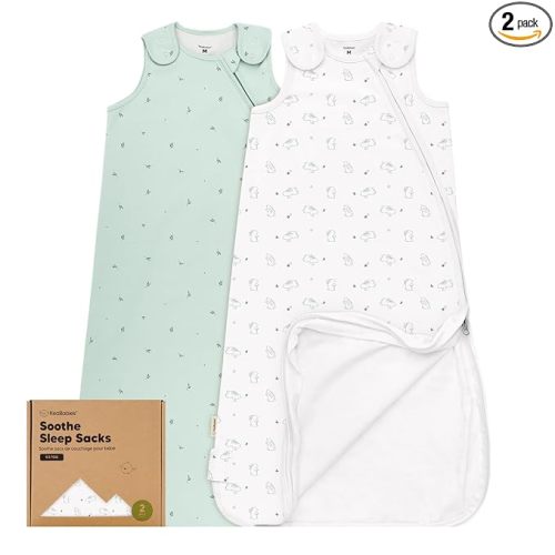 2-Pack Organic Baby Sleep Sacks, 100% Cotton - Soft & Breathable 0.5TOG Baby Wearable Blanket, Toddler Sleeping Sack 6-18 Months, Easy to Wear Transitional Swaddles for Newborns, Infants (Bunnies, M)