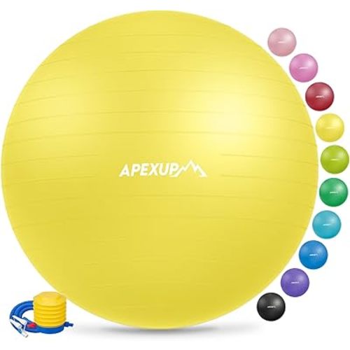 APEXUP Yoga & Pilates Ball - Anti Slip Heavy Duty Gym Ball for Fitness, Balance & Core Workout