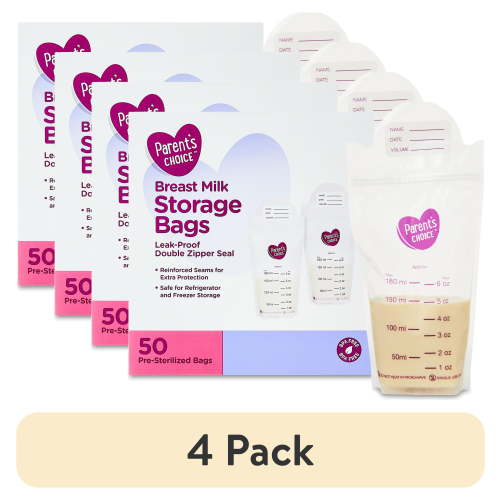 (4 pack) Parent’s Choice Breast Milk Storage Bags, 6 oz, 50 Count