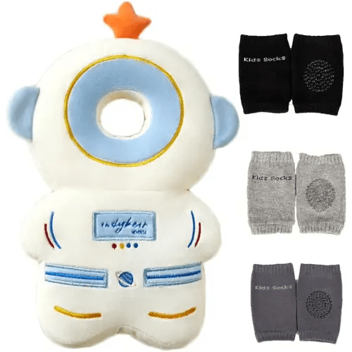 Feidoog Baby Head Protector Cushion Backpack with 3 Knee Pads for Walking & Crawling,Astronauts
