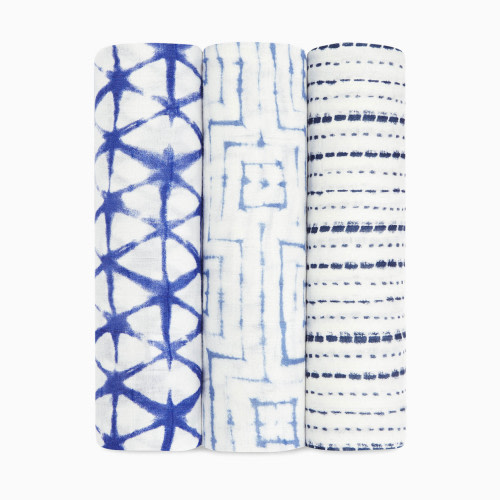 Aden + Anais Silky-Soft Swaddles 3-Pack - Indigo Shibori