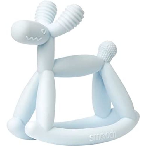 Smooch Rocking Teething Toys for Babies 0-6 Months, 12, 18 - Easy to Hold Silicone Baby Teether, Soft Infant Teething Toys Provides Baby Teething Relief & Soothes Sore Gums, (Blue)