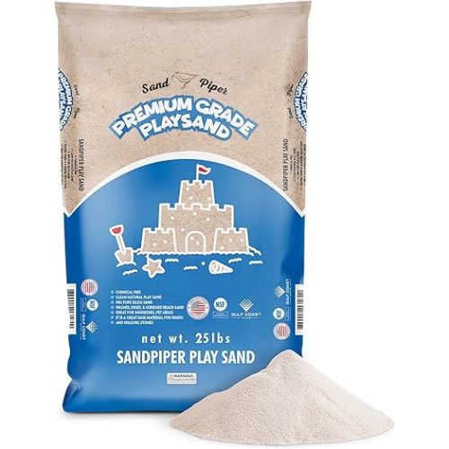 SandPiper Premium Natural White Sand for Sandbox & Other Play Areas, Fine Texture, 25 lbs