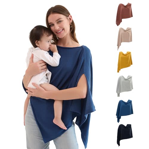 Momcozy Nursing Cover for Breastfeeding, Breathable Soft Privacy Poncho, Multi-Use Nursing Shawl, Portable Breast Feeding Covers for Women, Includes Laundry Bag