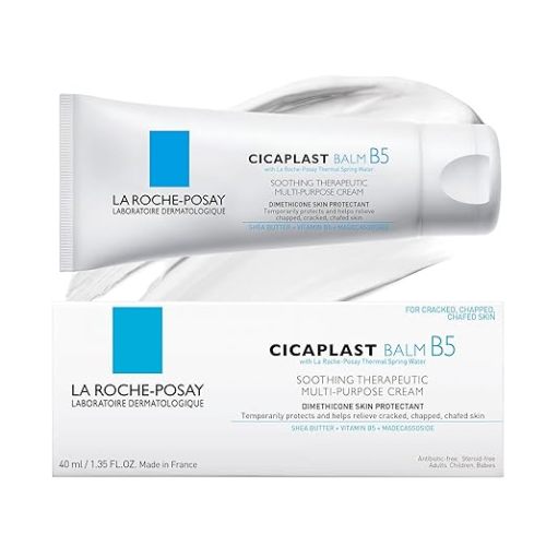 La Roche-Posay Cicaplast Balm B5 UV SPF 50, Vitamin B5 + Shea Butter + Tribioma + Madecassoside + Zinc Oxide Sunscreen, Post Treatment Skin Protectant With SPF, Multi-Purpose Cream For Dry Skin