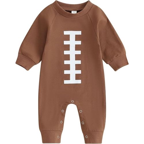 BULINGNA Newborn Infant Baby Boy Girl Football Jumpsuit Long Sleeve Onesie Romper Playsuit Fall One Piece Outfit