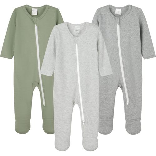 Baby Boys' Cotton Sleep and Play Pjs, Snug Fit Footed Jumpsuit, Zip Front Pajamas