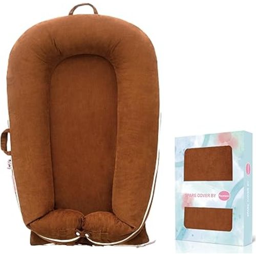 Corduroy Baby Lounger Cover for Dockatot Deluxe + | 100% Cotton Hypoallergenic Newborn Premium Quality Spare Cover(Cover Only) (Brown)