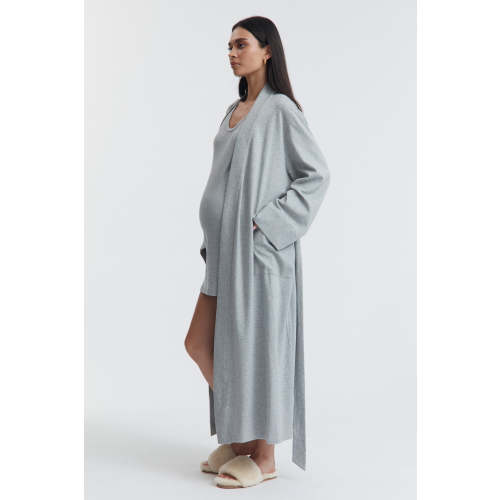 Organic Cotton Jersey Robe (Grey Marle)-S / GREY MARLE