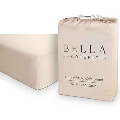 Bella Coterie Luxury Bamboo Crib Sheet | Organically Grown | Ultra Soft | Cooling for Better Sleep | Deep Pocket Fitted Sheet for Crib & Toddler Mattress | Viscose Made from Bamboo [Champagne]