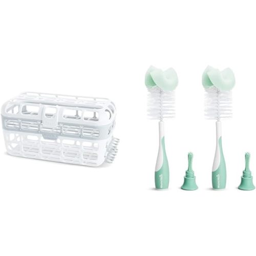 Munchkin Dishwasher Basket, Bottle Brush, Pacifier & Nipple Cleaner Bundle, 1 Basket & 2 Brushes - Basket + Bottle Brush, 2-Pack